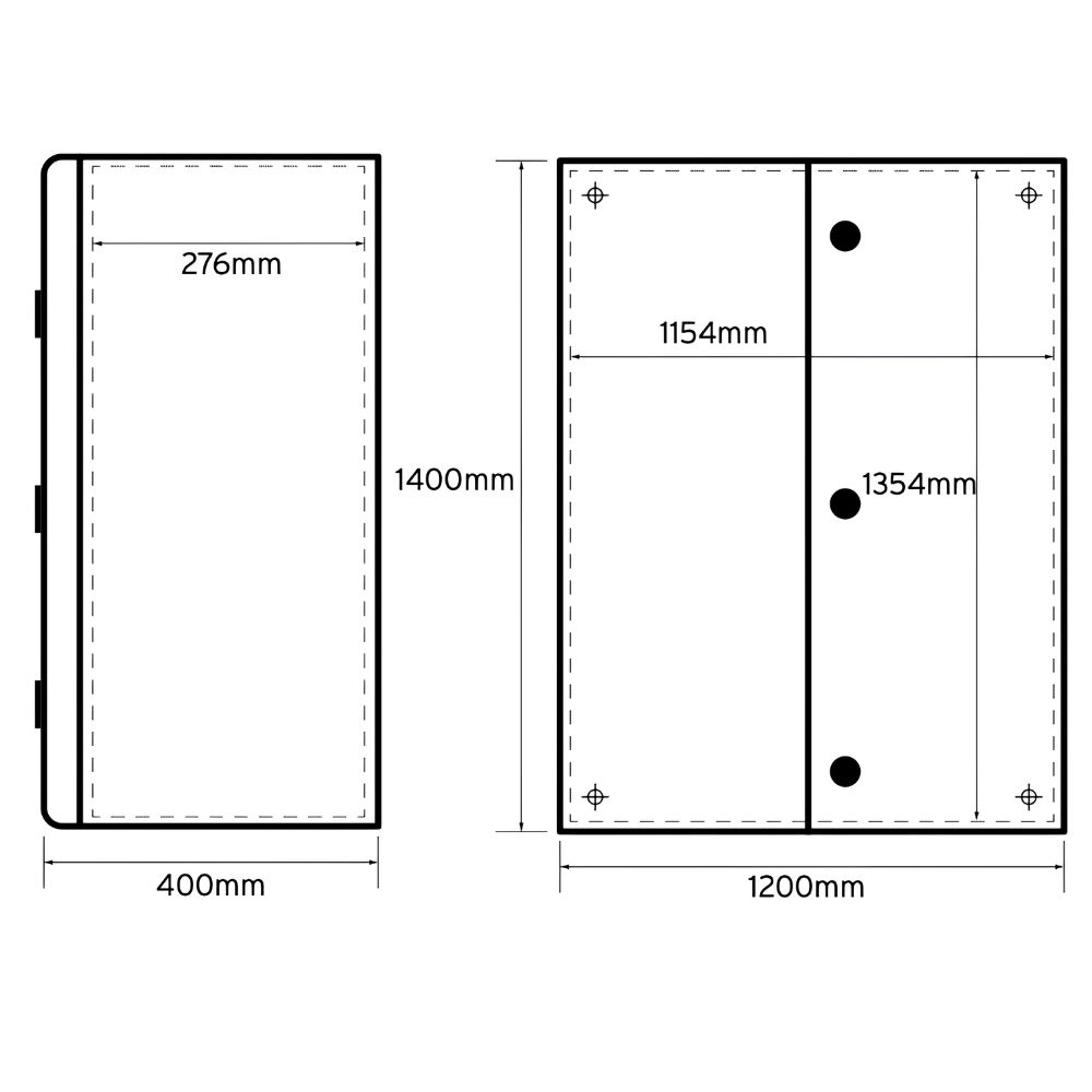 Niglon | MS14012040 | Double Door Mild Steel Enclosure | IP55 | 1400mm x 1200mm x 400mm 2 Niglon MS14012040 Double Door Mild Steel Enclosure IP55