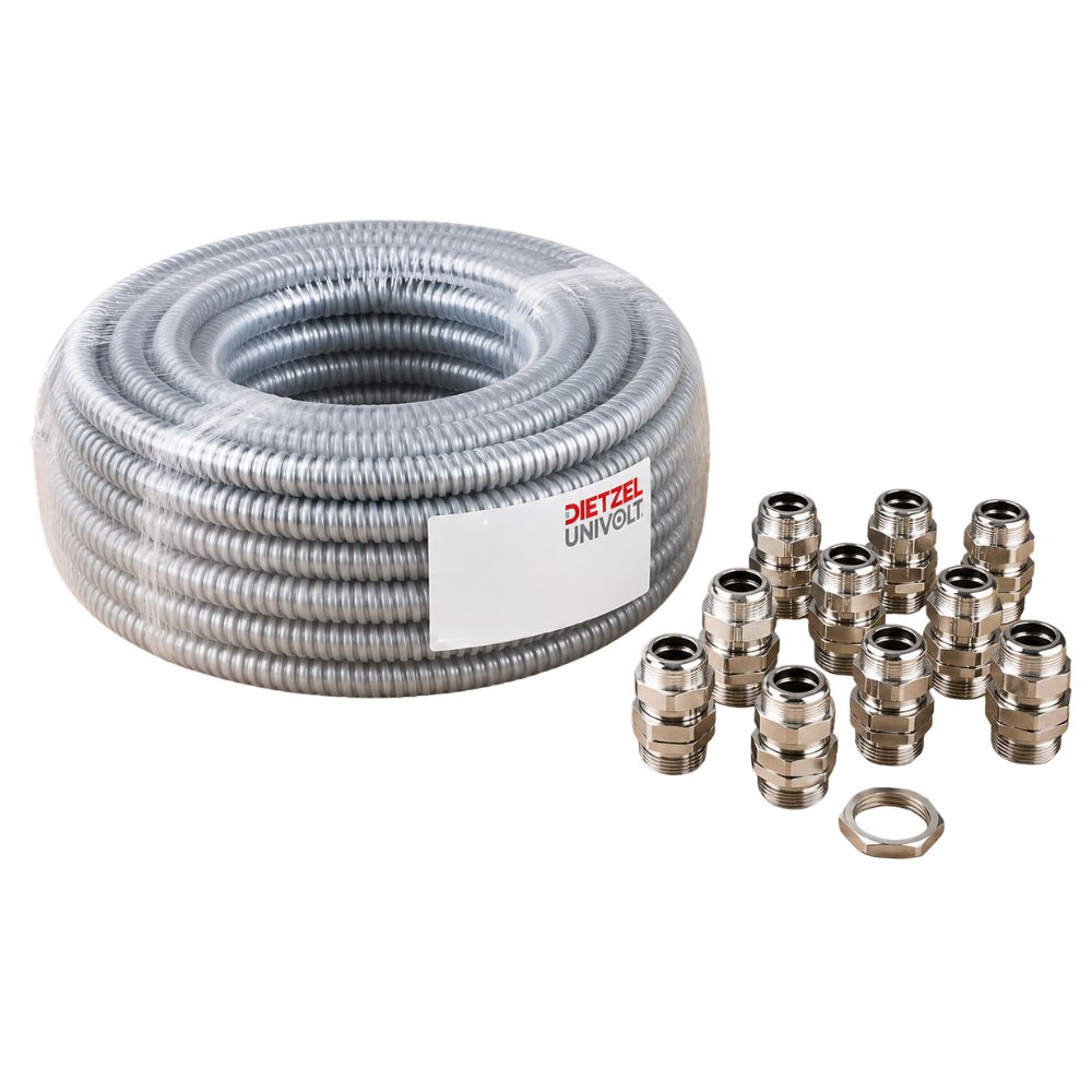 Univolt | HX-UNB/25CON/10 | FlexX Steel Contractor Pack | Bare | 25mm | 10m Coil + 10 Swivel Glands 1 Univolt HX-UNB/25CON/10 FlexX Steel Contractor Pack