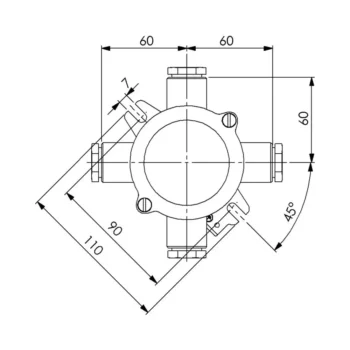 Wiska 1153-4xZ14 IP56 HNA Brass Junction Box - 12-14.5mm 2