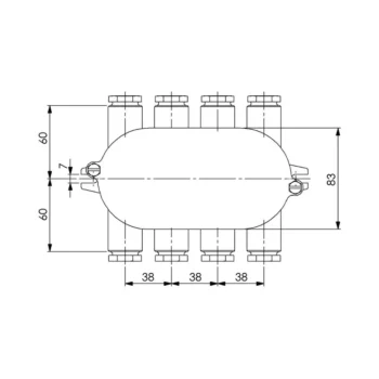 Wiska 1158-8xZ14 IP56 HNA Brass Junction Box - 12-14.5mm 2