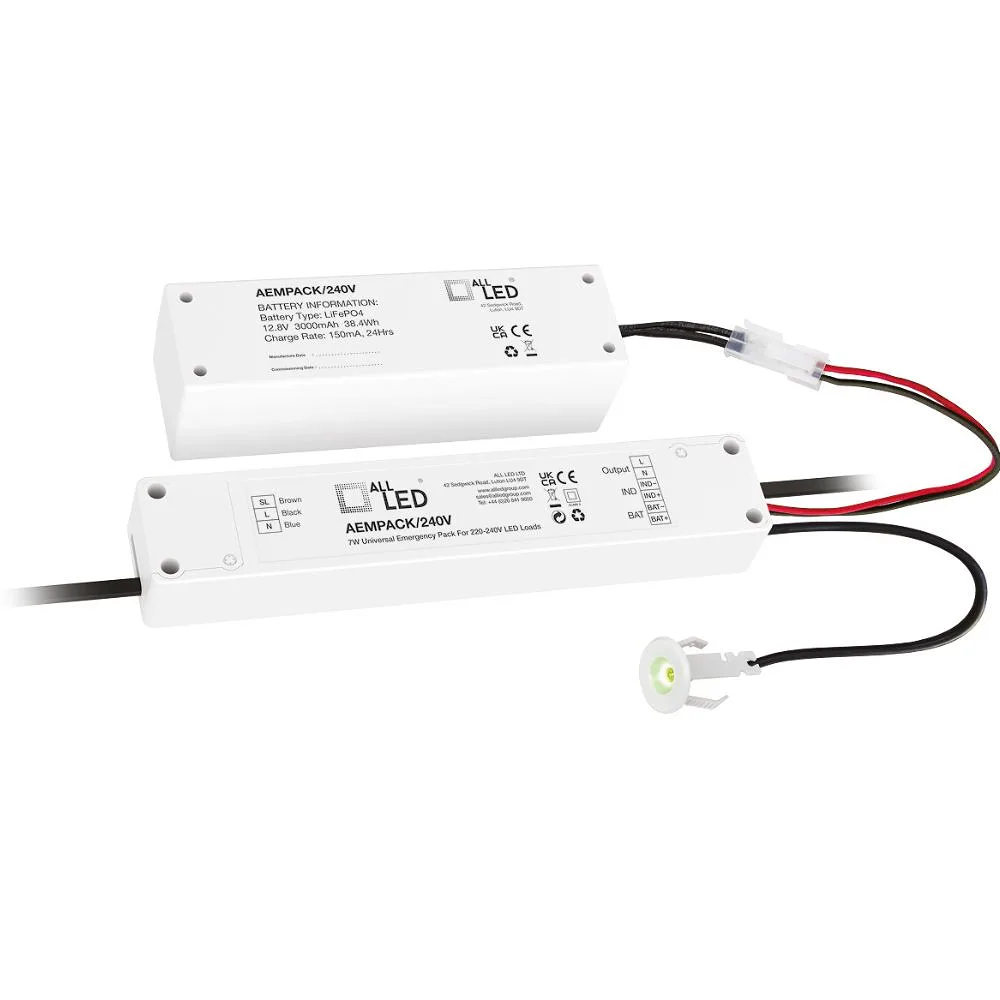 ALL LED | AEMPACK/240V | 7W Universal Emergency Pack for 220–240V LED Loads 1 ALL LED | AEMPACK/240V | 7W Universal Emergency Pack for 220–240V LED Loads