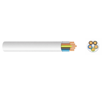 Approved UK Cable Suppliers 3185Y1.0/1 5 Core 1mm | 3185Y | Round PVC Flexible Cable | White | Per Metre