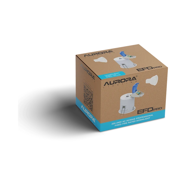 Aurora | AU-DLM981CSW | 3000/4000/6500K | EFD PRO Fixed Fire Rated GU10 Downlight Kit with IP20 White Bezel 1 Aurora AU-DLM981CSW GU10 Downlight Kit