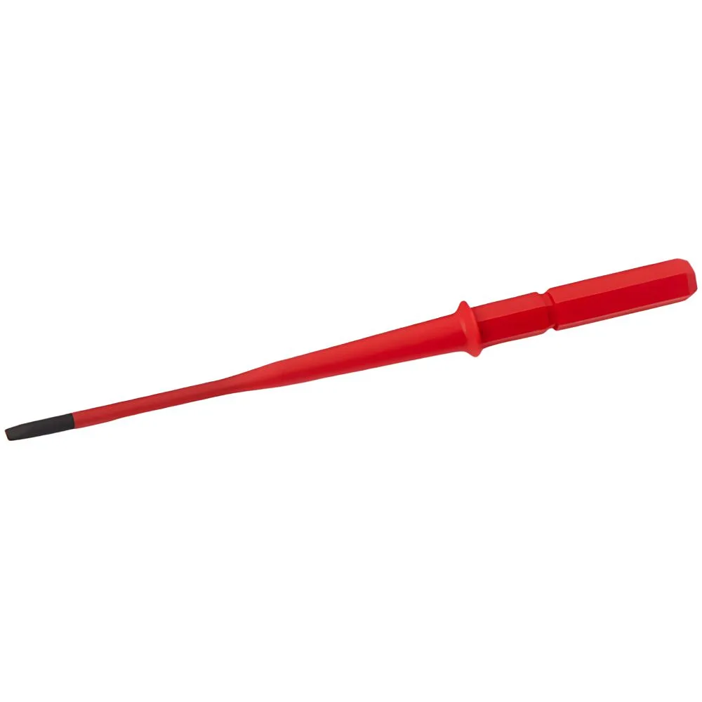 C.K Tools T4925S35 VDE Screwdriver Spare Interchangeable Slim SL3.5mm Blade 1 C.K T4925S35 SL3.5mm slim VDE blade for electrical screwdriver sets, insulated and certified for 1,000V live work.