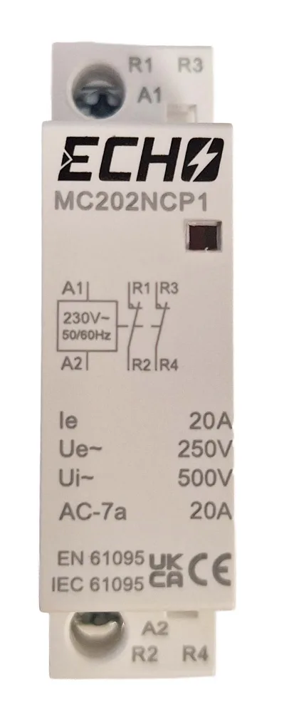 Deligo | MC202NCP1 | 2NC 20A AC1 230V AC | Modular Contactor 1 Deligo MC202NCP1 2NC 20A 230V AC Modular Contactor