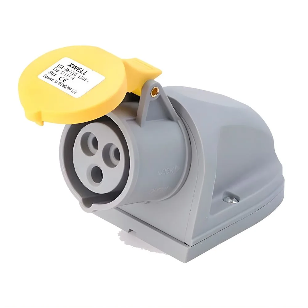 Deligo | WS110-32 | 32A 110V Yellow 3 Pin IP44 Industrial Wall Socket 1 Deligo 32A 110V Yellow 3 Pin IP44 Wall Socket