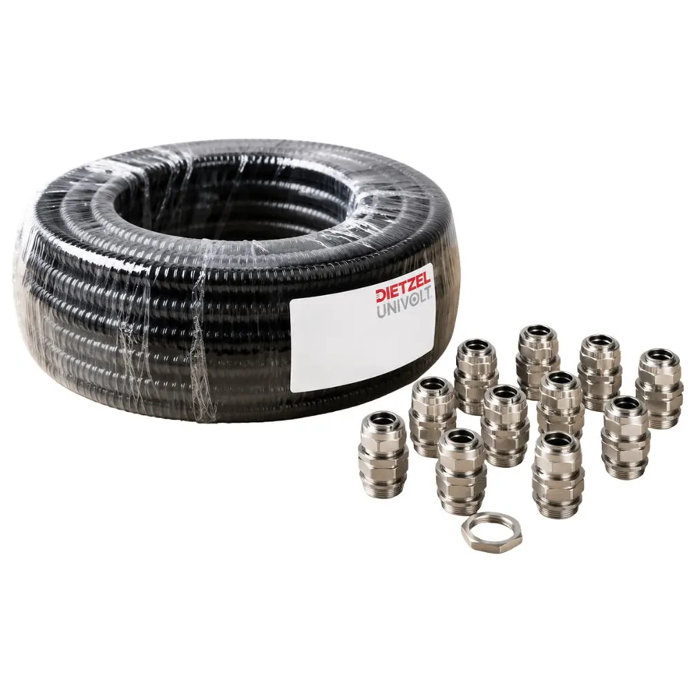 Univolt | HX-UNP/20CON/10 | FlexX Steel Contractor Pack | PVC Coated Black | 20mm | 10m Coil + 10 Swivel Glands 1 Univolt HX-UNP/20CON/10 FlexX Steel Contractor Pack