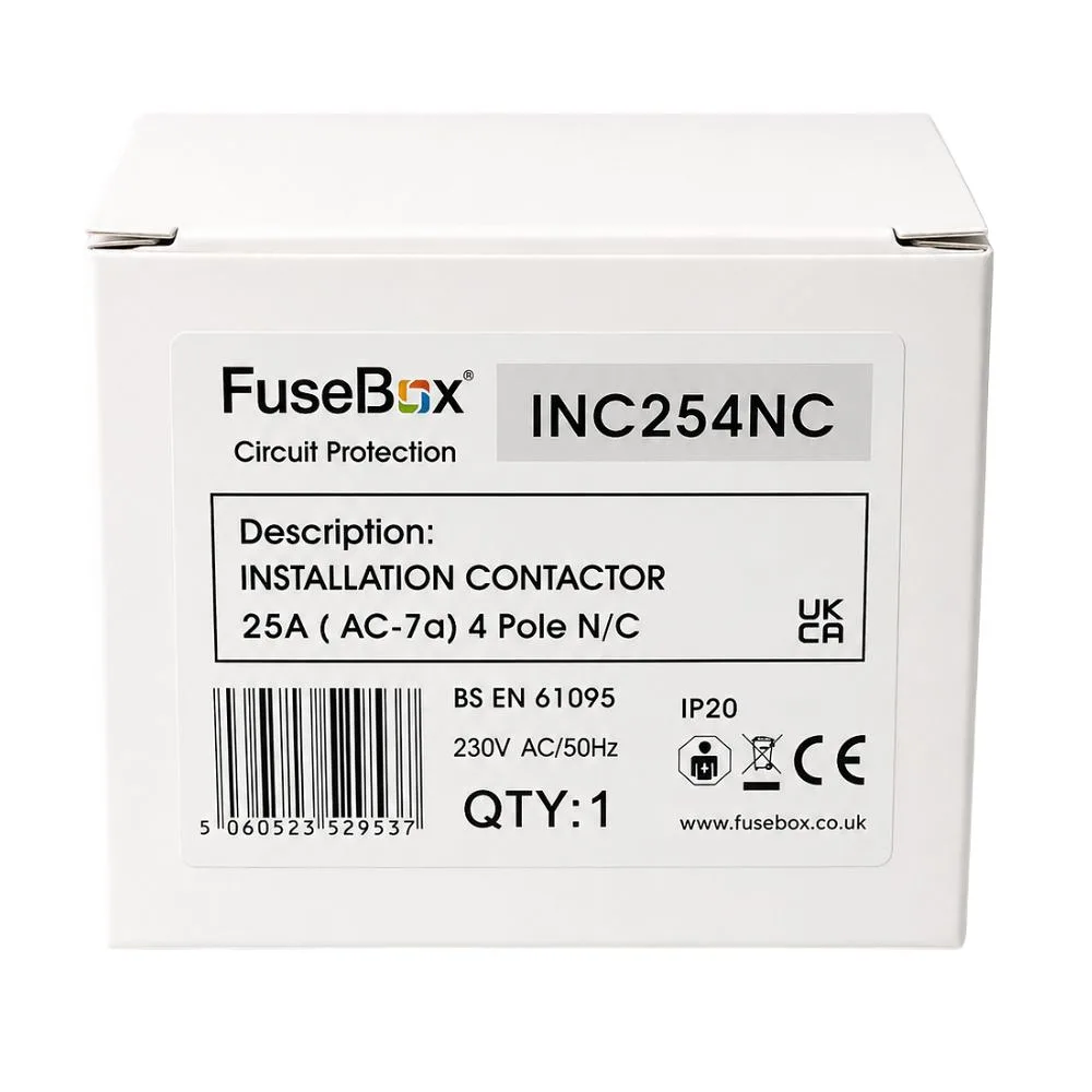 FuseBox | INC254NC | 4 Pole | Normally Closed Contactor | 230V | 25A 4 FuseBox | INC254NC | 4 Pole | Normally Closed Contactor | 230V | 25A