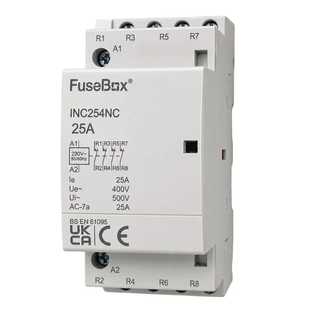 FuseBox | INC254NC | 4 Pole | Normally Closed Contactor | 230V | 25A 1 FuseBox INC254NC 25A 4 Pole Normally Closed Contactor 230V