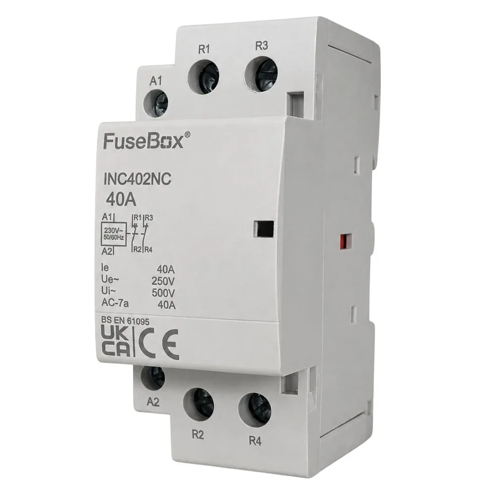 FuseBox | INC402NC | 2 Pole | Normally Closed Contactor | 230V | 40A 1 FuseBox INC402NC 40A 2 Pole Normally Closed Contactor 230V