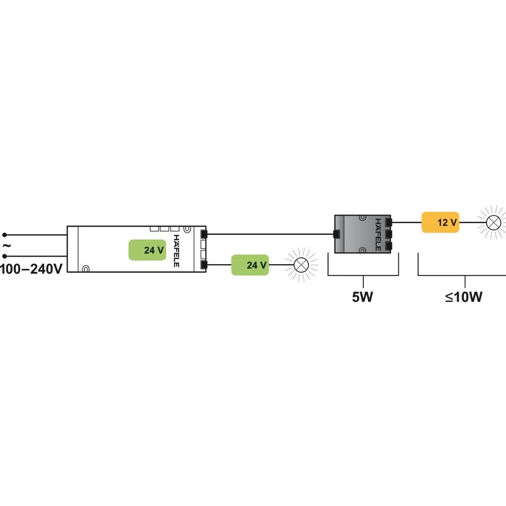 Hafele | 833.70.242 | Loox5 LED Convertor | 12V to 24V | 10W | Black 2 Hafele 833.70.242 Loox5 LED Convertor 12V to 24V