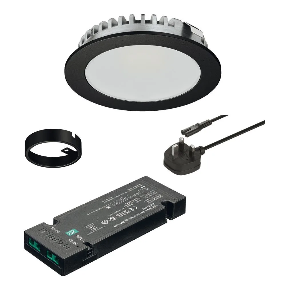 Hafele | 833.87.585 | Spot Light Kit | Loox5 LED 3094 | Black | 24V IP20 Ø65mm | 4000K 1 Hafele | 833.87.585 | Spot Light Kit | Loox5 LED 3094 | Black | 24V IP20 Ø65mm | 4000K