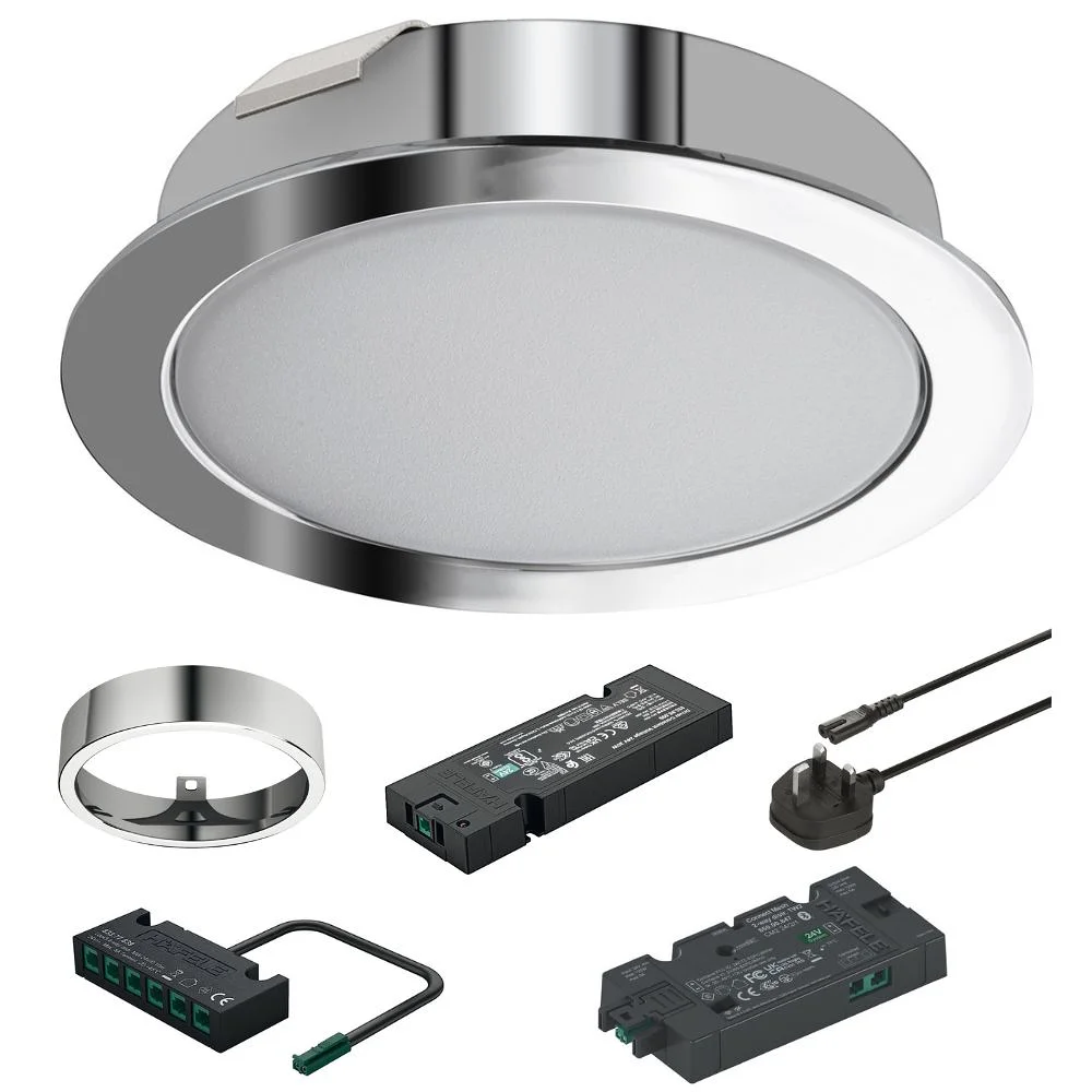 Hafele | 833.87.587 | Loox5 LED 3114 Spot Light Set | 24V 3W | Tunable White | Polished Chrome 1 Hafele 833.87.587 Loox5 LED 3114 Spot Light Set
