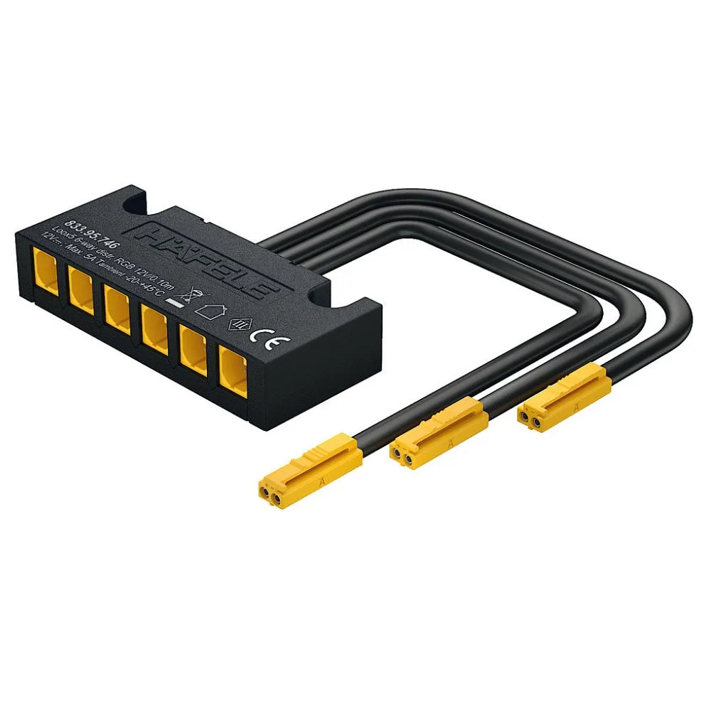 Hafele | 833.95.746 | Loox5 | 12V | RGB Adaptor for Connect Mesh Distributor | 6-Way 60W 1 Hafele 833.95.746 Loox5 12V RGB Adaptor