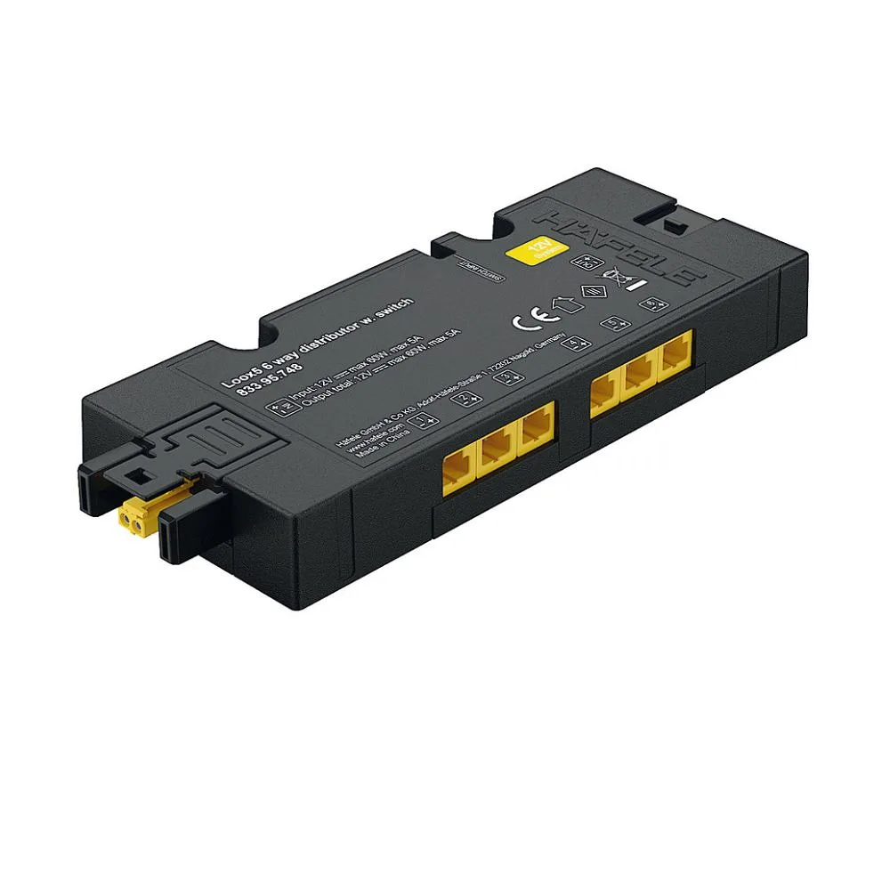 Hafele | 833.95.748 | Loox5 12V 6-Way Distributor | Box to Box | 60W | Switching Function 1 Hafele | 833.95.748 | Loox5 12V 6-Way Distributor | Box to Box | Switching Function
