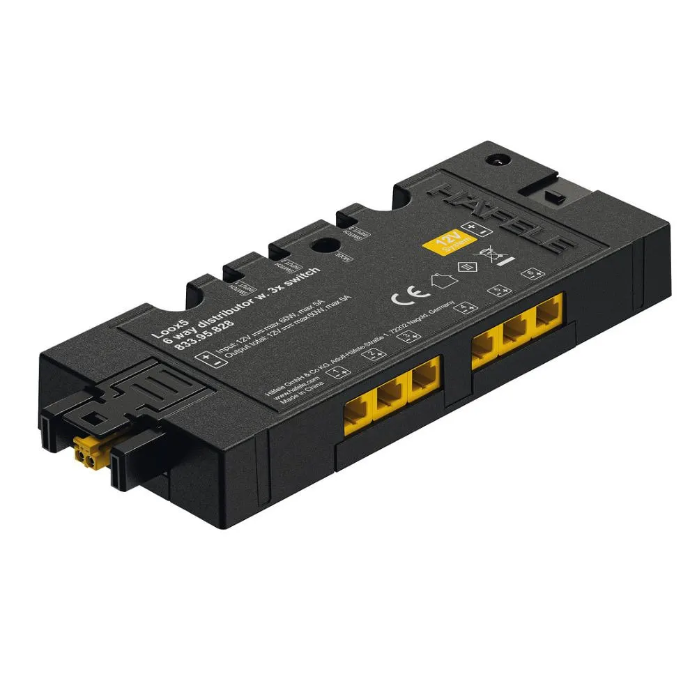 Hafele | 833.95.828 | Loox5 12V 6-Way Distributor | 60W | Multi-Switching Function 1 Hafele | 833.95.828 | Loox5 12V 6-Way Distributor | Multi-Switching Function
