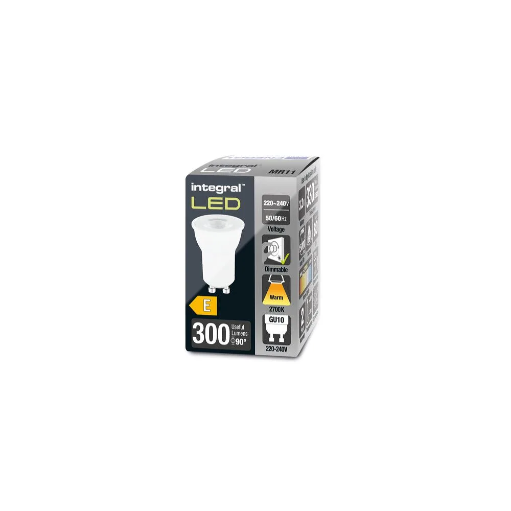 Intergral | ILMR11DC011 | Dimmable | 2700K Very Warm White | 3.2W | MR11 GU10 Lamp 2 Integral LED Intergral | ILMR11DC011 | Dimmable | 2700K Very Warm White | 3.2W | MR11 GU10 Lamp