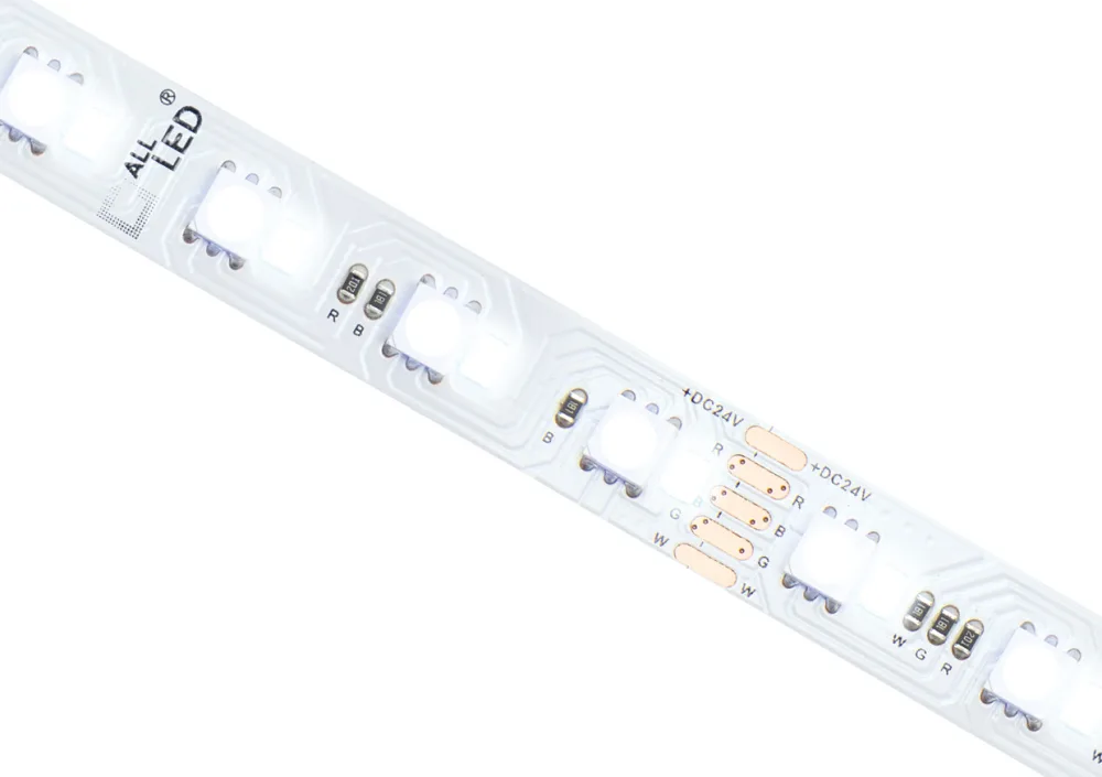 ALL LED | RGBW + 4000K LED Strip Light | 24V | IP65 | 2m Tail | 5m 1 ALL LED RGB 4000K 24V IP65 LED Strip Light 5m