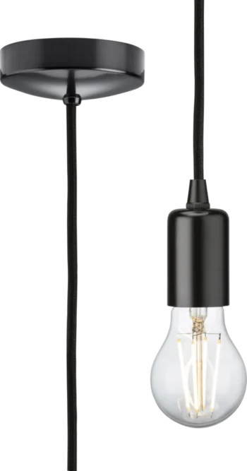 Knightsbridge | 8270LMB | 1.8m E27 Contemporary Pendant Set | Matt Black
