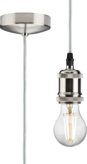 Knightsbridge | 8271LBC | 1.8m E27 Vintage Pendant Set | Brushed Chrome