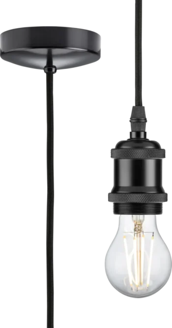 Knightsbridge | 8271LMB | 1.8m E27 Vintage Pendant Set | Matt Black