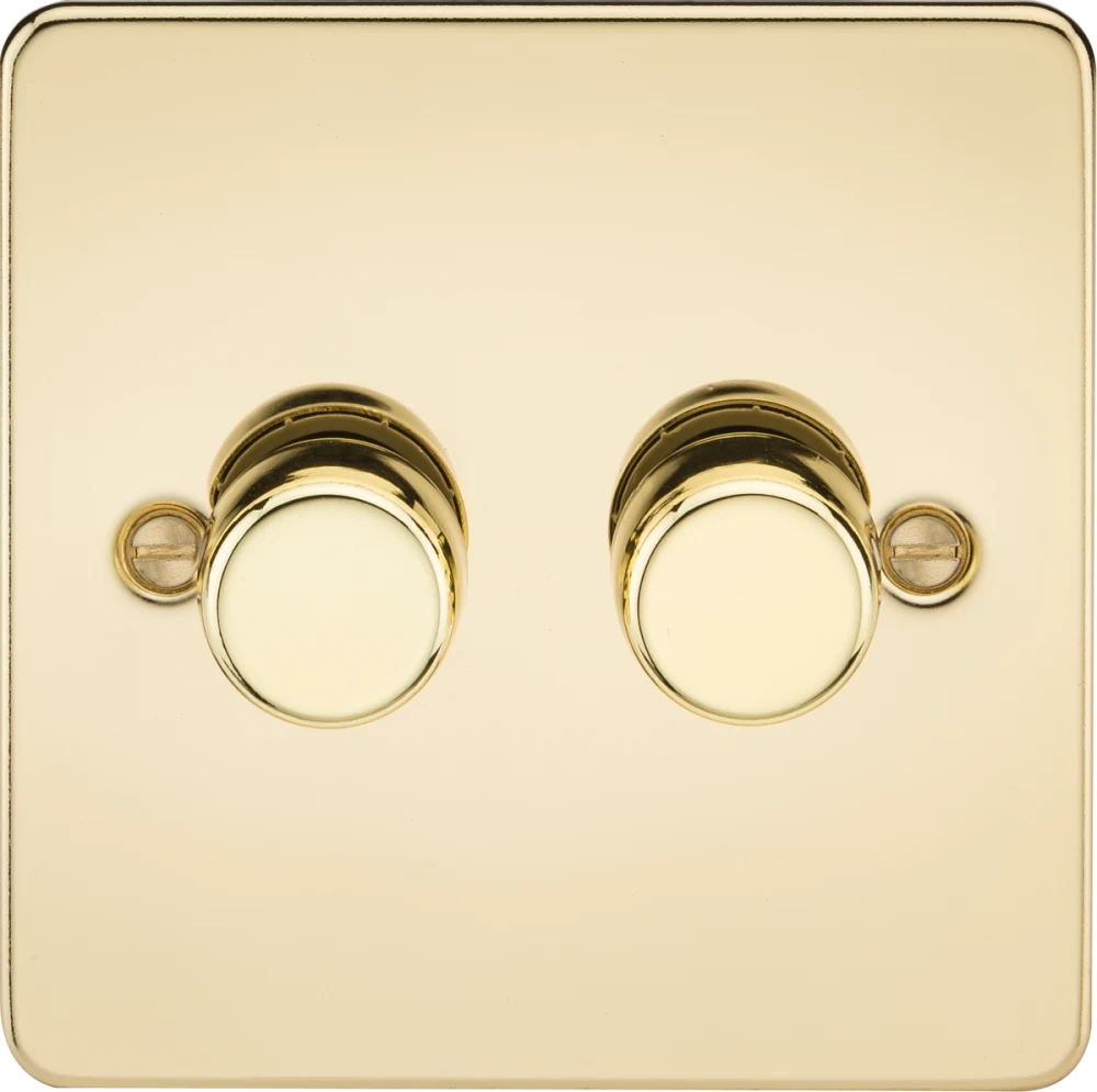 Knightsbridge | FP2192PB | 2G 2-way 10-200W (5-150W LED) Intelligent dimmer | Polished Brass 1 Knightsbridge FP2192PB Intelligent Dimmer
