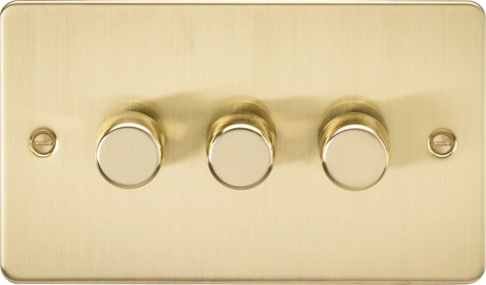 Knightsbridge | FP2193BB | 3G 2-way 10-200W (5-150W LED) Intelligent dimmer | Brushed Brass 1 Knightsbridge FP2193BB 3G Intelligent Dimmer