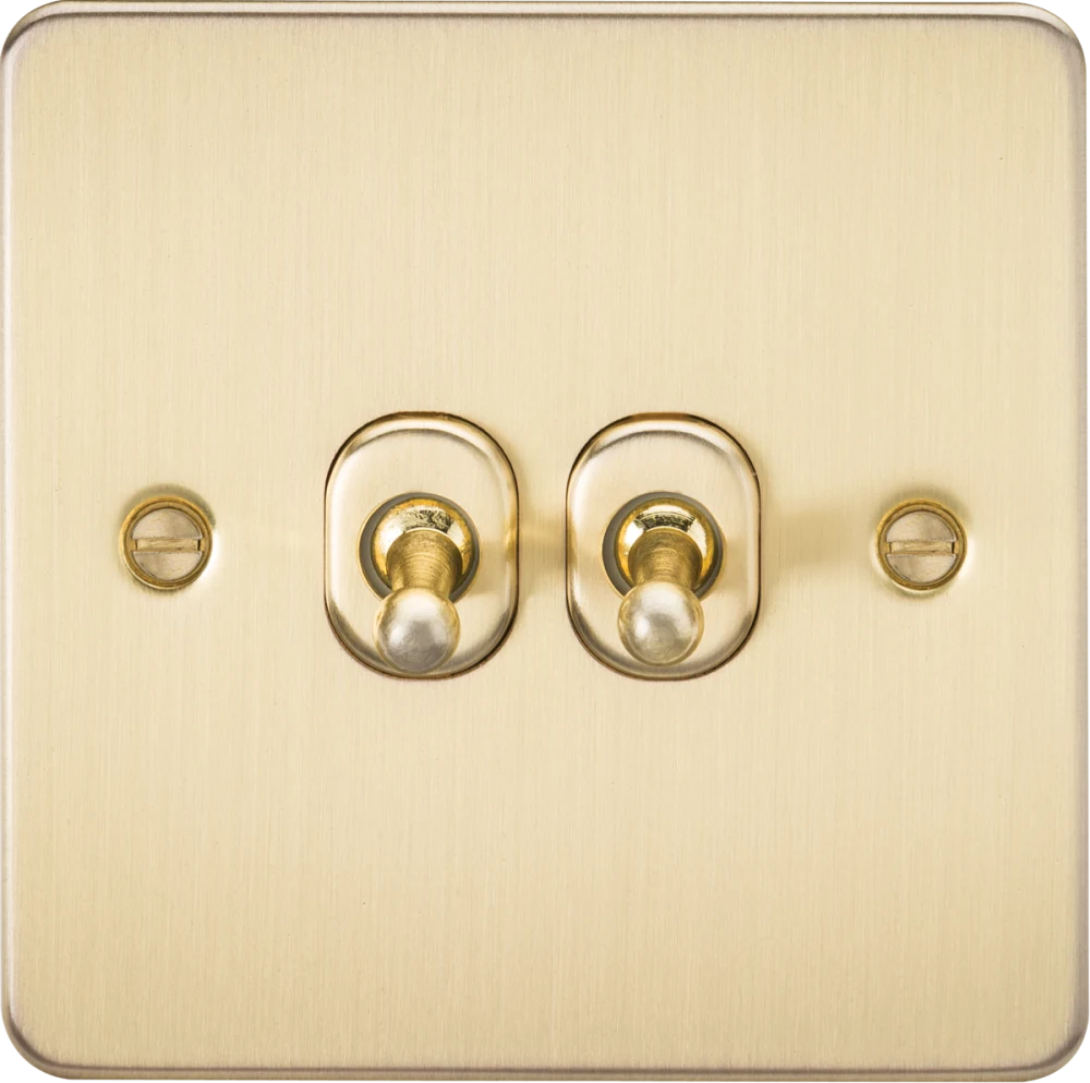 Knightsbridge | FP2TOGBB | 10AX 2G 2-way Toggle Switch | Brushed Brass 1 Knightsbridge FP2TOGBB 2G Toggle Switch