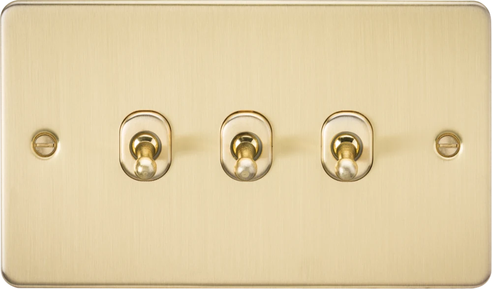 Knightsbridge | FP3TOGBB | 10AX 3G 2-way Toggle Switch | Brushed Brass 1 Knightsbridge FP3TOGBB 3G Toggle Switch