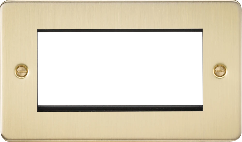 Knightsbridge | FP4GBB | 4G Modular Faceplate | Brushed Brass 1 Knightsbridge FP4GBB 4G Modular Faceplate
