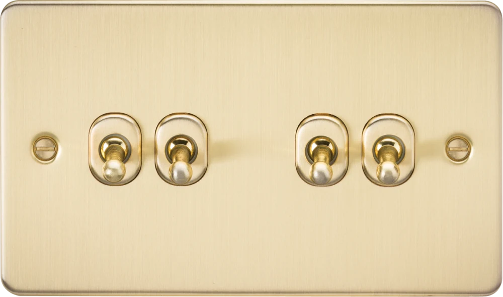 Knightsbridge | FP4TOGBB | 10AX 4G 2-way Toggle Switch | Brushed Brass 1 Knightsbridge FP4TOGBB 4G Toggle Switch
