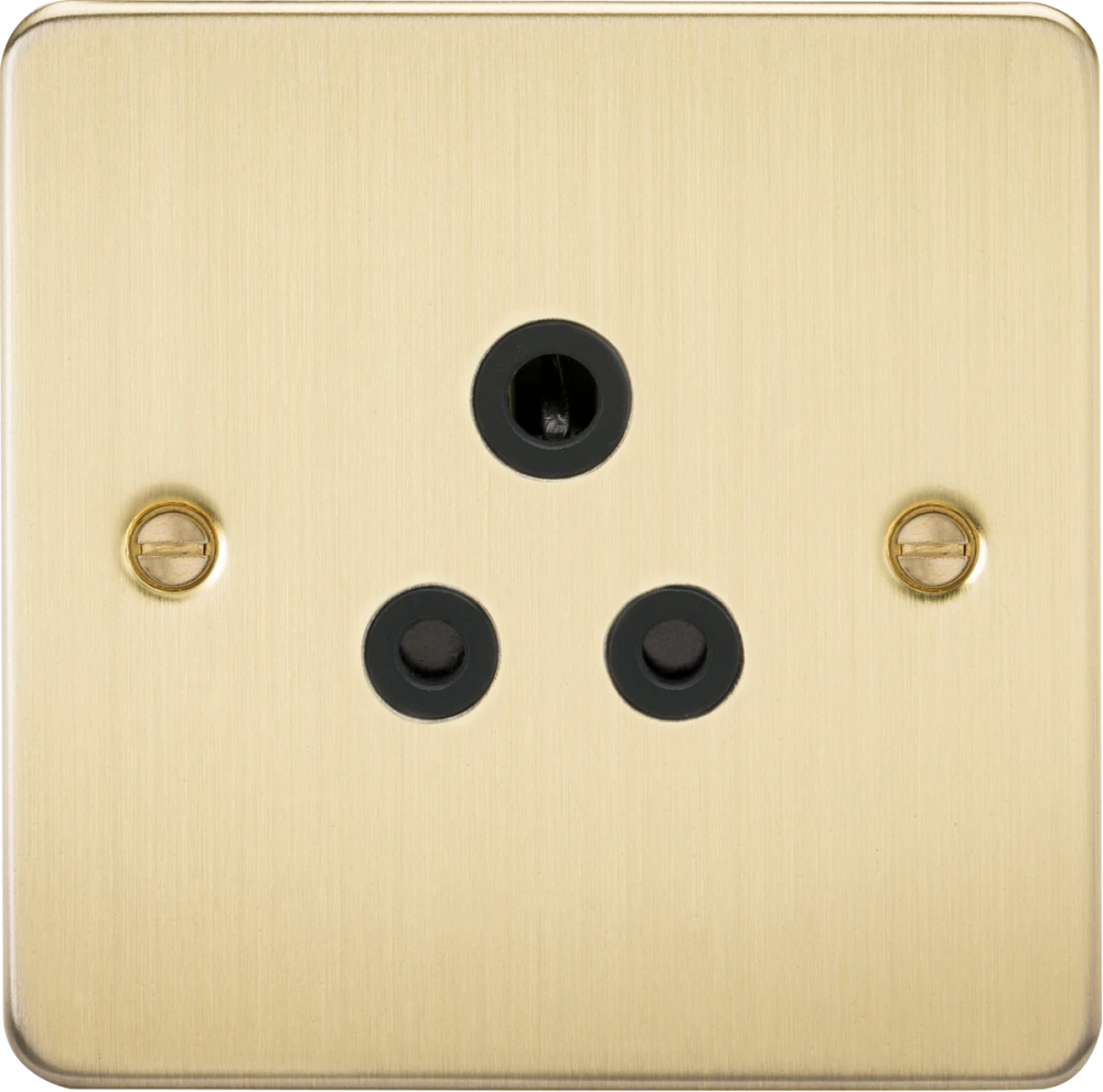 Knightsbridge | FP5ABB | 5A Unswitched Socket | Brushed Brass with Black Insert 1 Knightsbridge FP5ABB 5A Socket