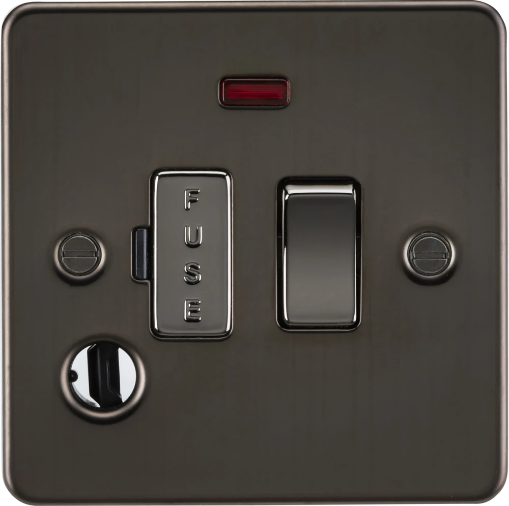 Knightsbridge | FP6300FGM | 13A Switched Fused Spur Unit with Neon & Flex Outlet | Gunmetal 1 Knightsbridge FP6300FGM Switched Fused Spur