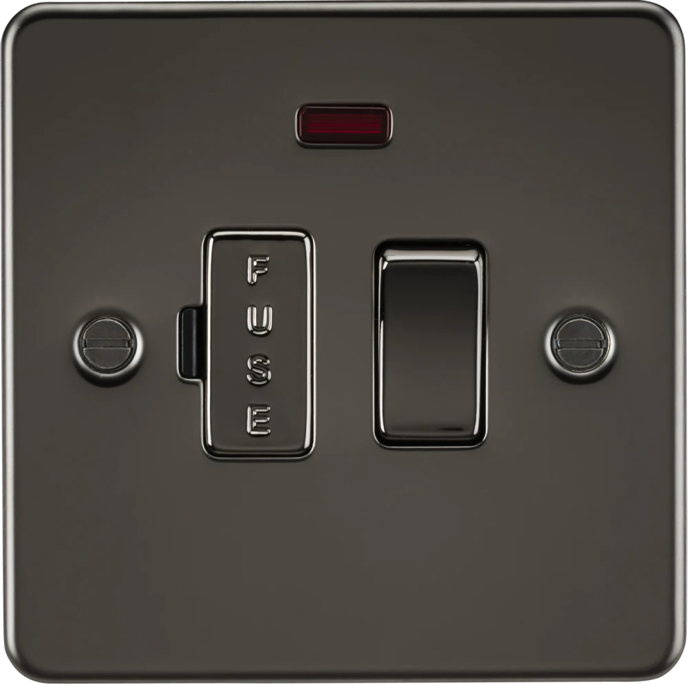 Knightsbridge | FP6300NGM | 13A Switched Fused Spur Unit with Neon | Gunmetal 1 Knightsbridge FP6300NGM Switched Fused Spur