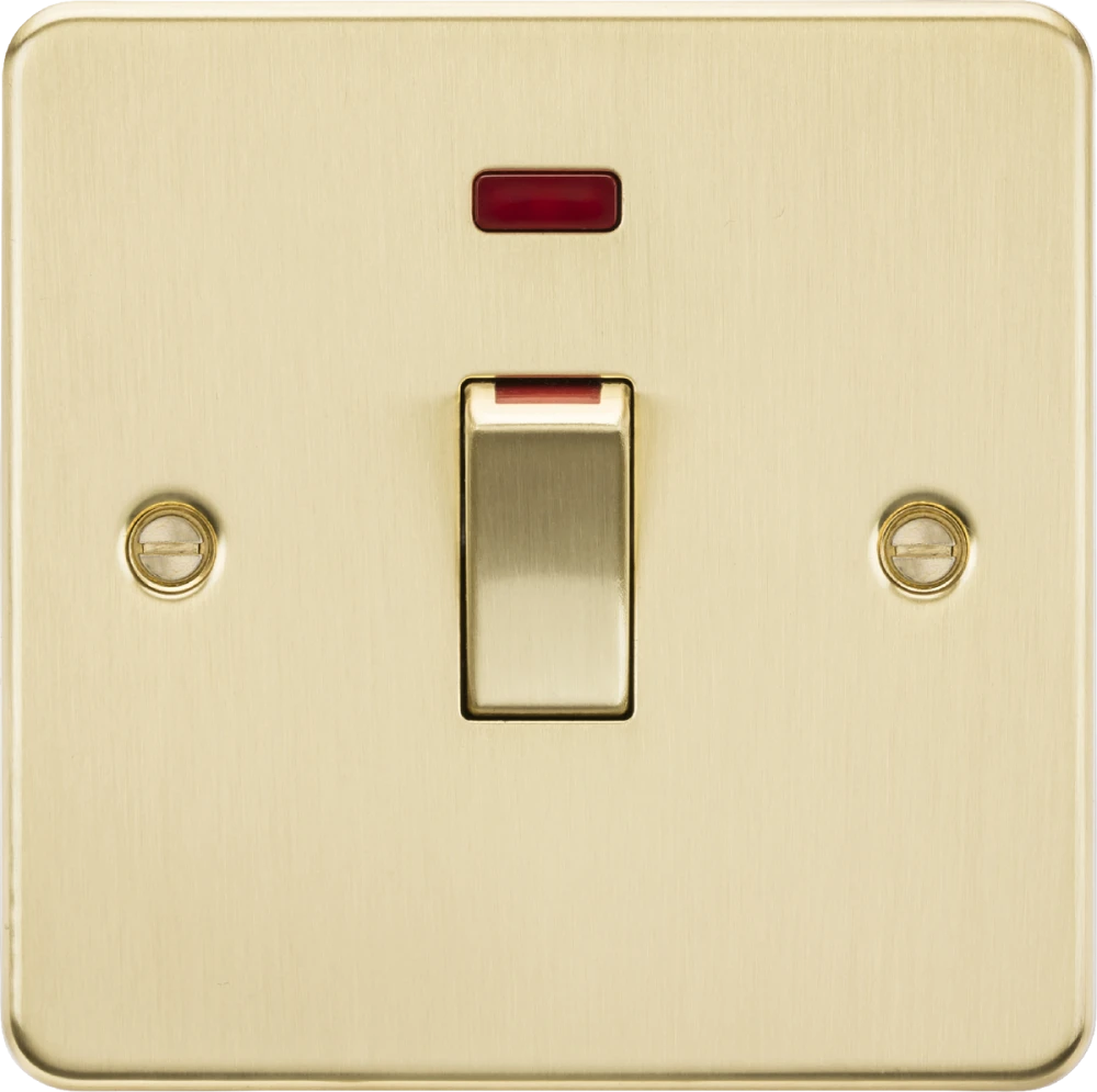 Knightsbridge | FP81MNBB | 45A DP Switch with Neon (1G size) | Brushed Brass 1 Knightsbridge FP81MNBB 45A DP Switch