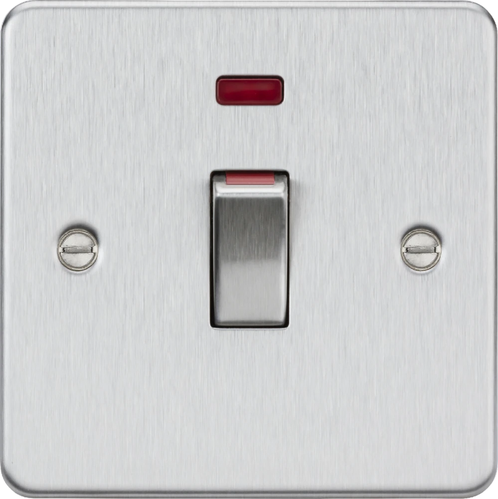 Knightsbridge | FP81MNBC | 45A DP Switch with Neon | 1G Size | Brushed Chrome 1 Knightsbridge FP81MNBC Cooker Switch