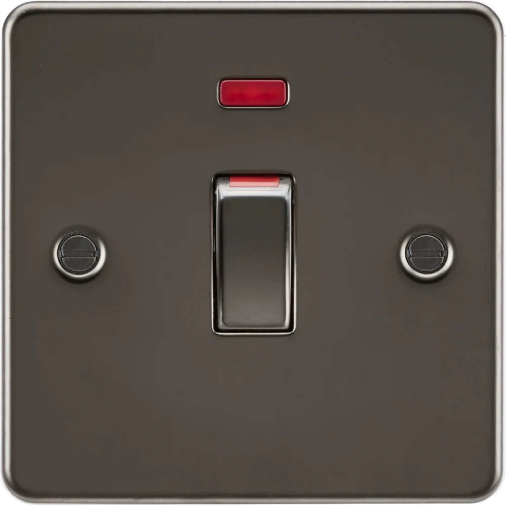 Knightsbridge | FP81MNGM | 45A DP Switch with Neon (1G size) | Gunmetal 1 Knightsbridge FP81MNGM 45A DP Switch