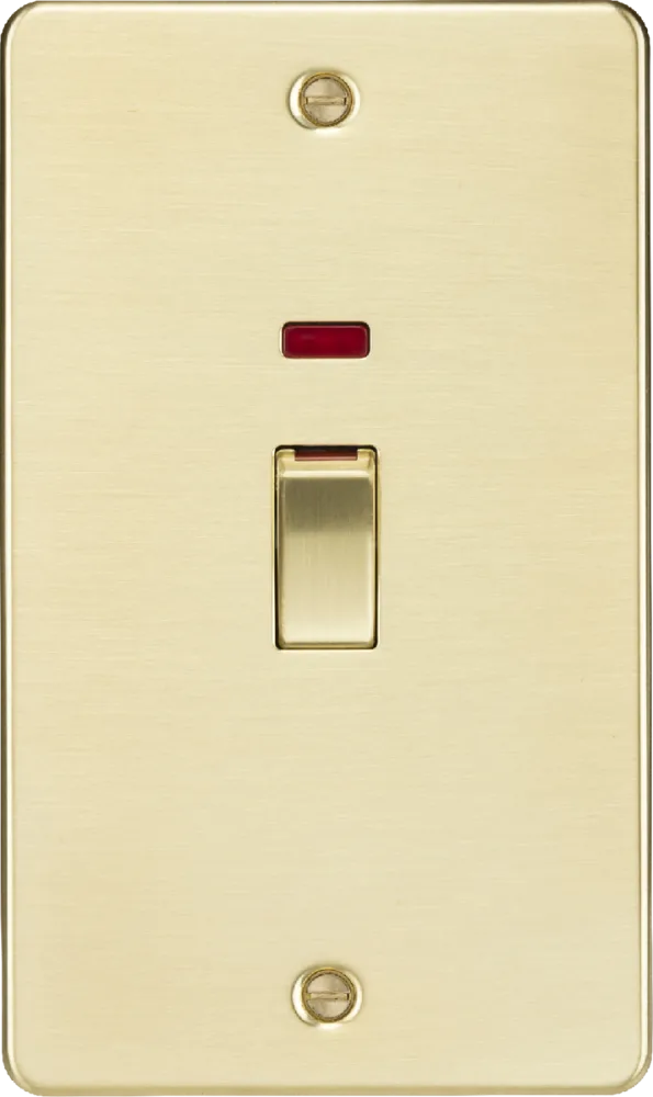 Knightsbridge | FP82MNBB | 45A DP Switch with Neon (2G size) | Brushed Brass 1 Knightsbridge FP82MNBB 45A DP Switch