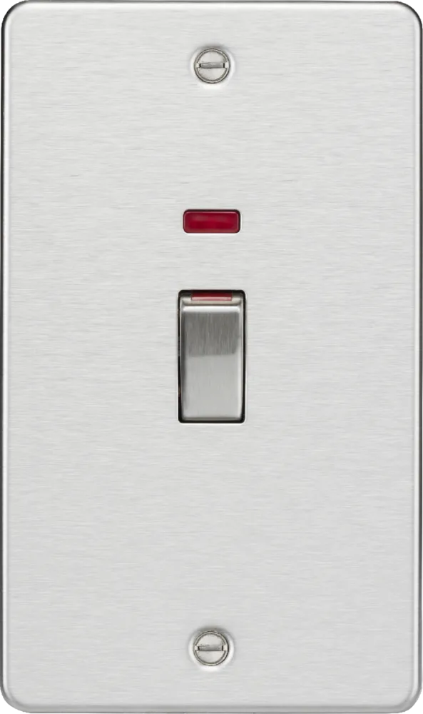Knightsbridge | FP82MNBC | 45A DP Switch with Neon | 2G Size | Brushed Chrome 1 Knightsbridge FP82MNBC Cooker Switch