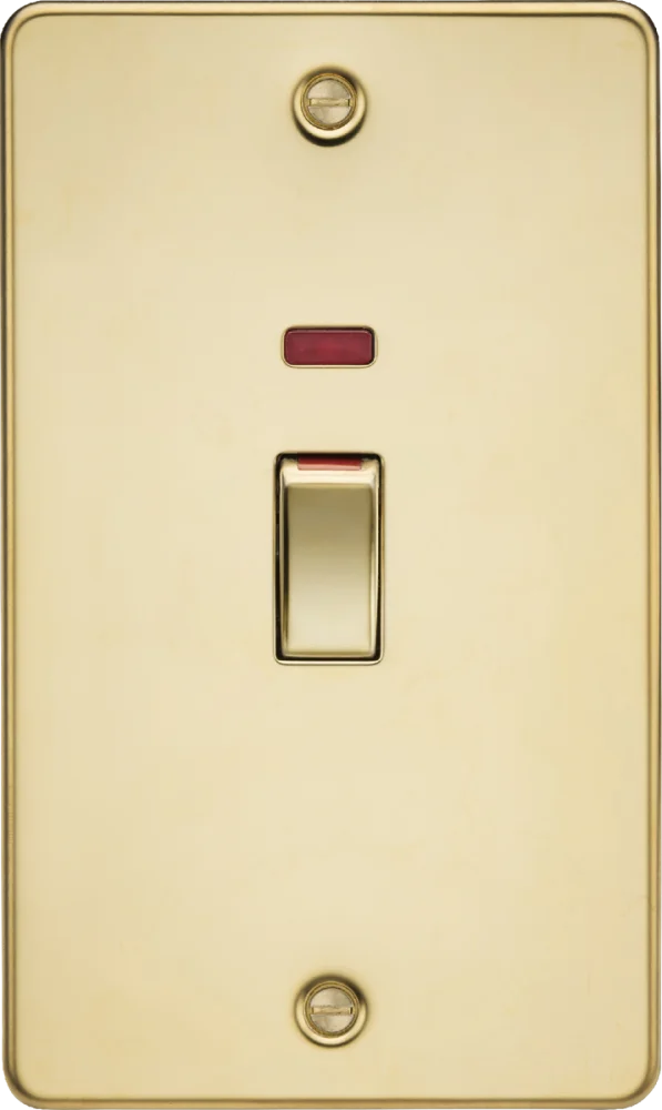 Knightsbridge | FP82MNPB | 45A DP Switch with Neon (2G size) | Polished Brass 1 Knightsbridge FP82MNPB 45A Switch