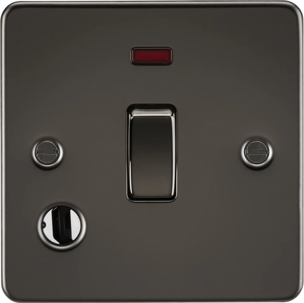 Knightsbridge | FP8341FGM | 20A 1G DP Switch with Neon & Flex Outlet | Gunmetal 1 Knightsbridge FP8341FGM 20A DP Switch