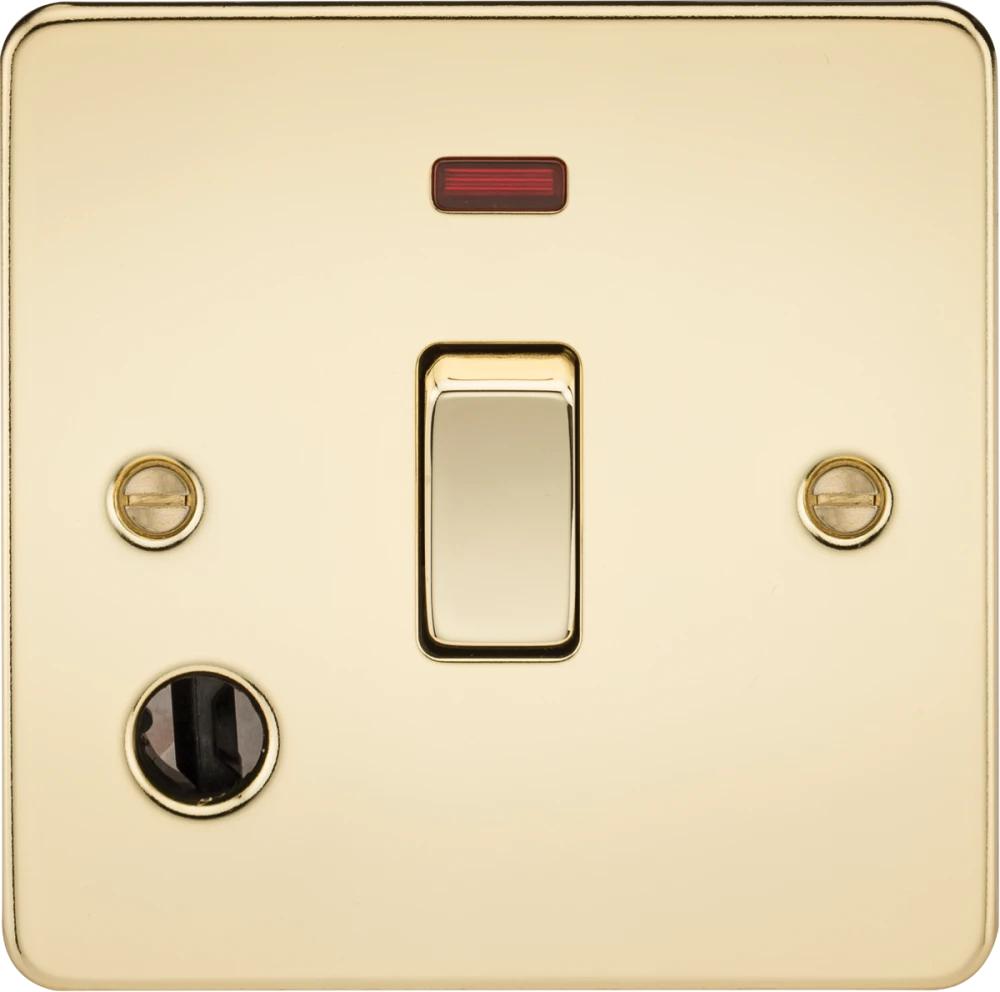 Knightsbridge | FP8341FPB | 20A 1G DP Switch with Neon & Flex Outlet | Polished Brass 1 Knightsbridge FP8341FPB 20A DP Switch