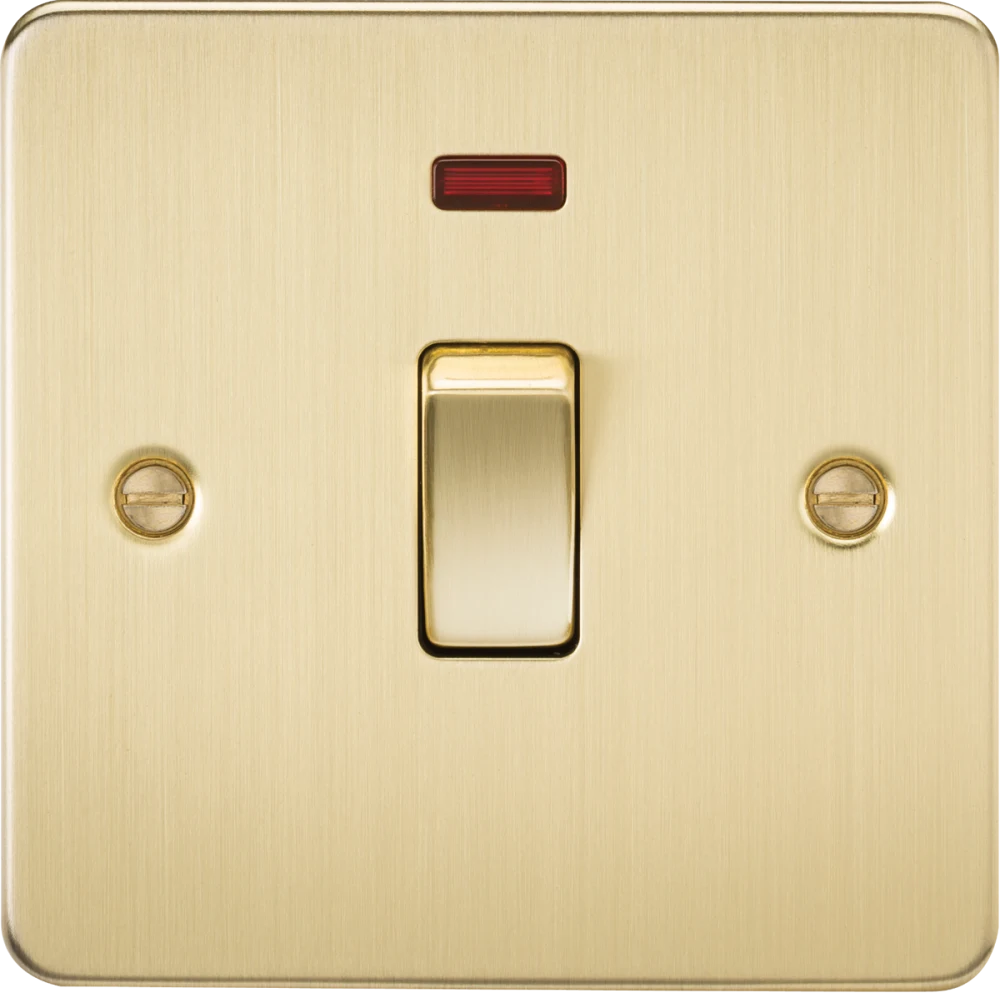 Knightsbridge | FP8341NBB | 20A 1G DP Switch with Neon | Brushed Brass 1 Knightsbridge FP8341NBB 20A DP Switch