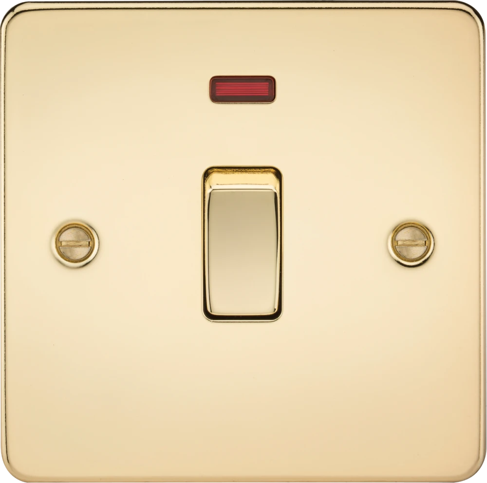 Knightsbridge | FP8341NPB | 20A 1G DP Switch with Neon | Polished Brass 1 Knightsbridge FP8341NPB 20A DP Switch