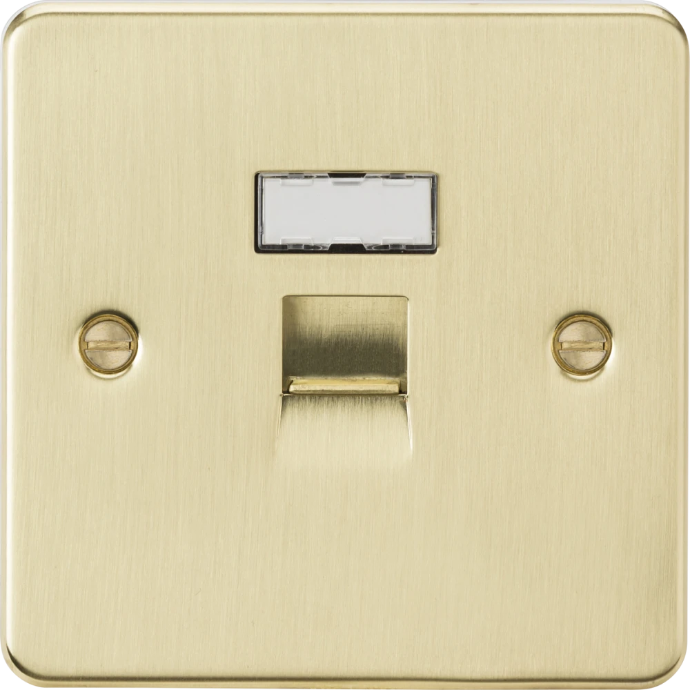 Knightsbridge | FPC6BB | UTP CAT6a RJ45 Network Outlet | Brushed Brass 1 Knightsbridge FPC6BB CAT6a Network Outlet