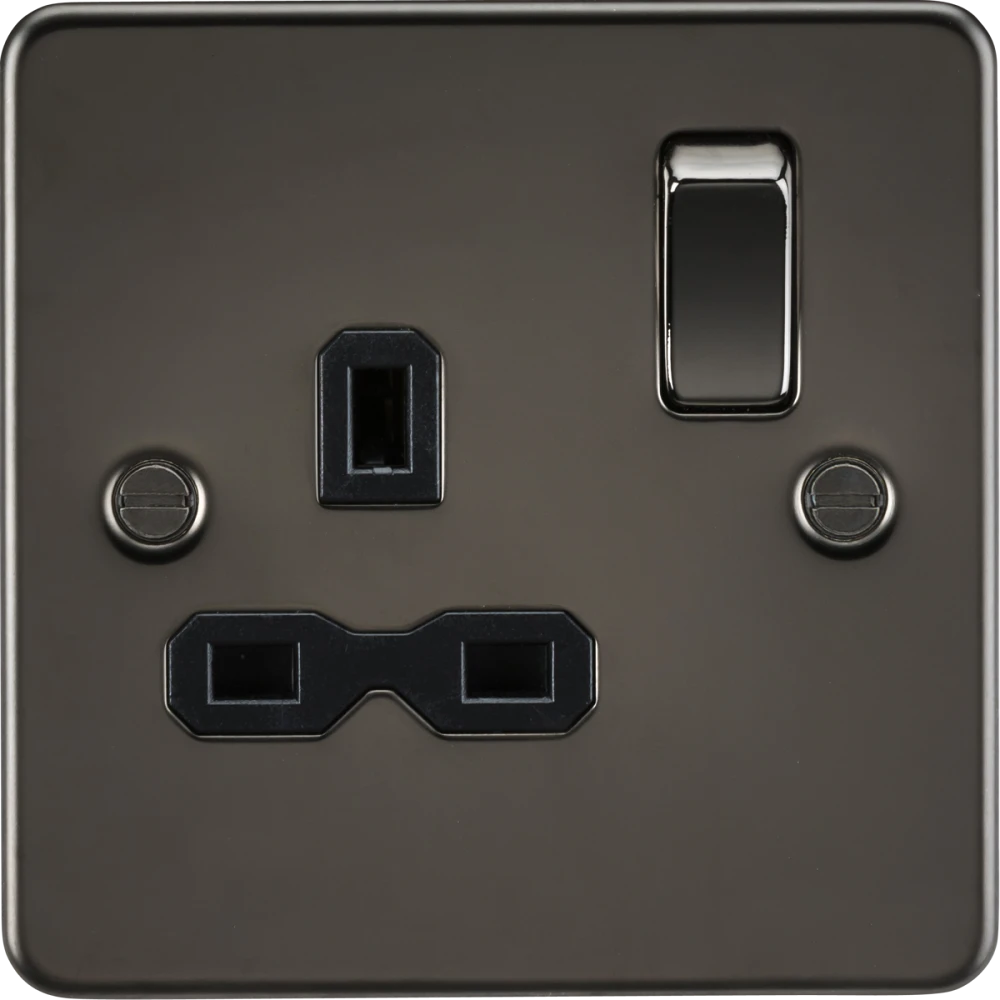 Knightsbridge | FPR7000GM | 13A 1G DP Switched Socket | Gunmetal with Black Insert 1 Knightsbridge FPR7000GM Switched Socket