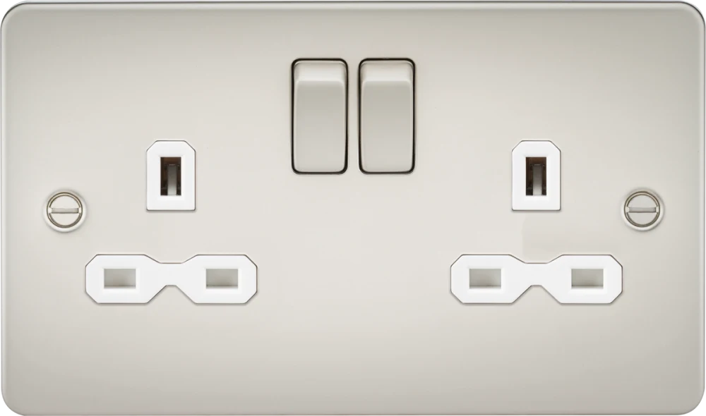 Knightsbridge | FPR9000PLW | 13A 2G DP Switched Socket with Twin Earths | Pearl with White Insert 1 Knightsbridge FPR9000PLW Switched Socket
