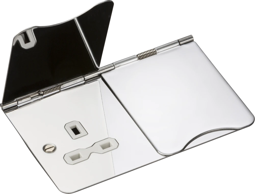 Knightsbridge | FPR9UPCW | 13A 2G Unswitched Floor Socket | Polished Chrome with White Insert 1 Knightsbridge FPR9UPCW Floor Socket