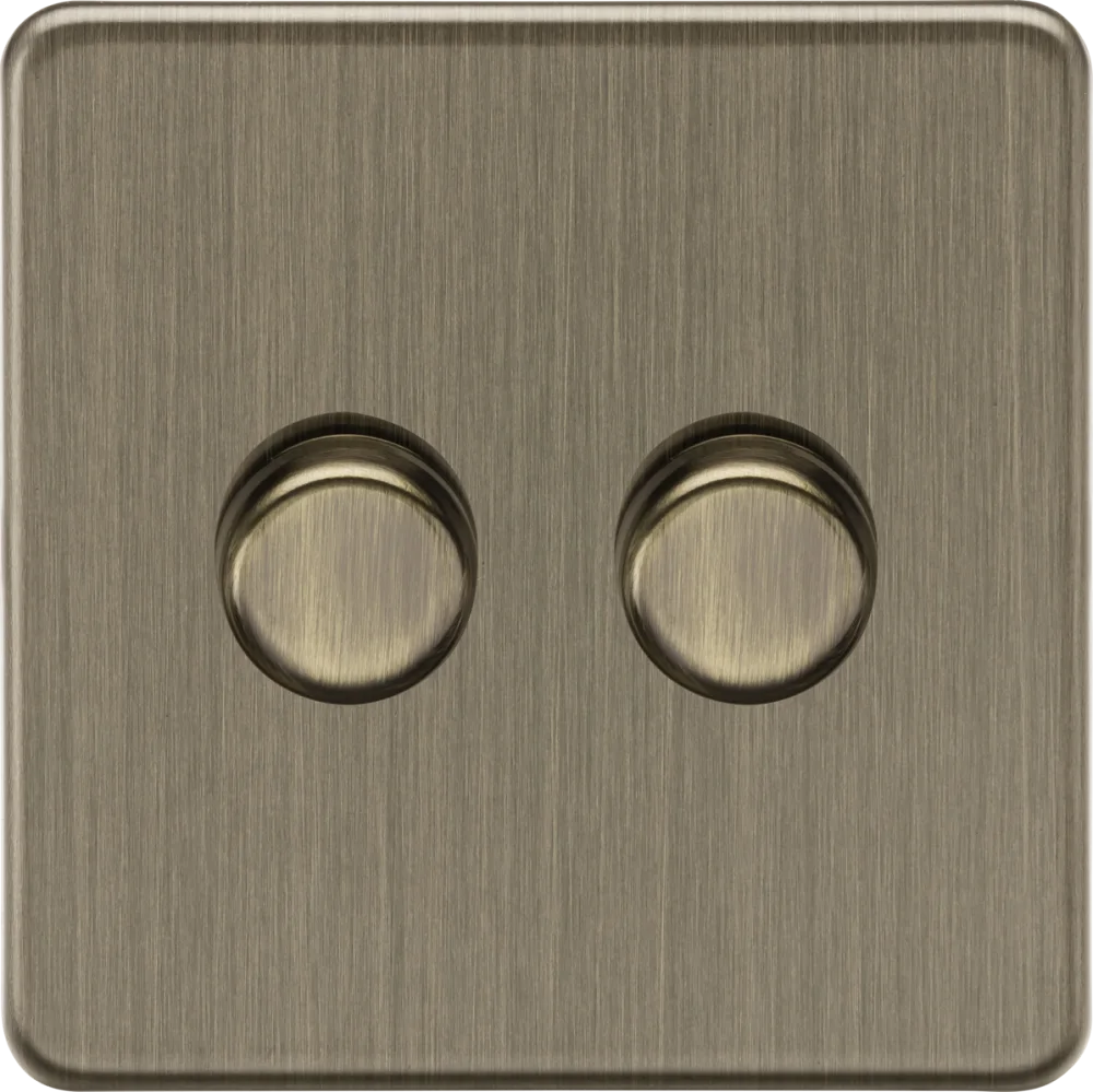 Knightsbridge | SF2192AB | 2G 2-way 10-200W (5-150W LED) Intelligent dimmer | Antique Brass 1 Knightsbridge SF2192AB 2G Dimmer