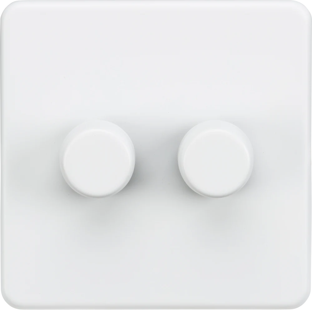 Knightsbridge | SF2192MW | 2G 2 - way 10 - 200W (5 - 150W LED) Intelligent Dimmer | Matt White 1 Knightsbridge SF2192MW Intelligent Dimmer